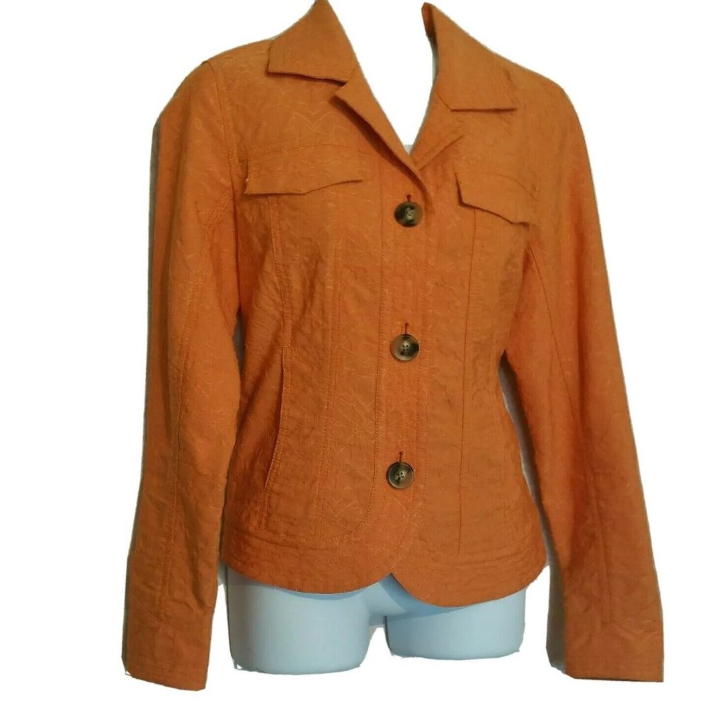 Coldwater Creek Womens Jacket Orange Embroidered‎
